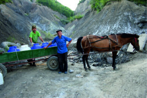 Traditional supplying with brine for cheese making from the salt water spring of Bâsceni (Buzău County).
